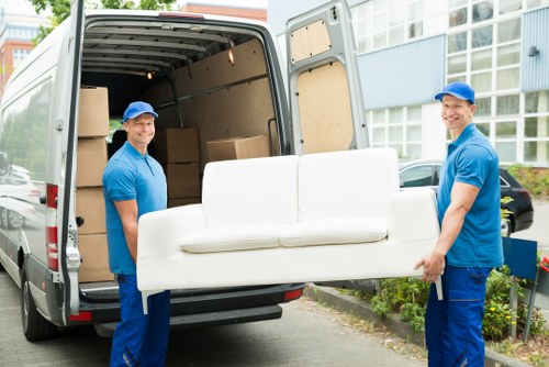 House movers working near Southwark residential streets