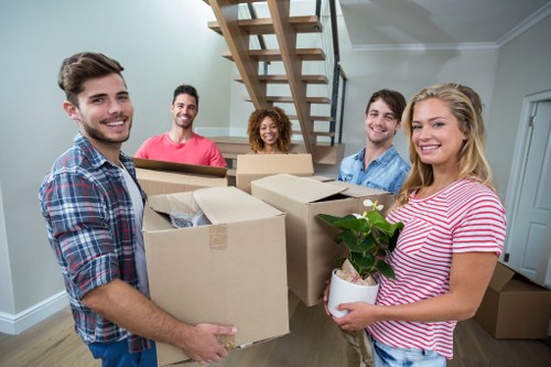 Professional movers preparing a flat removal in Southwark