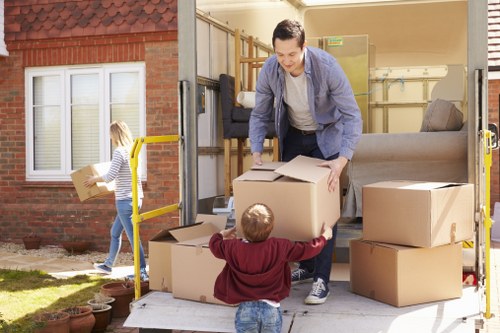 Removal team helping with a Southwark flat move