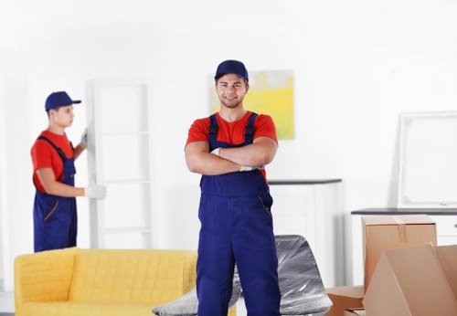 Office removals planning in Southwark with moving boxes and office furniture
