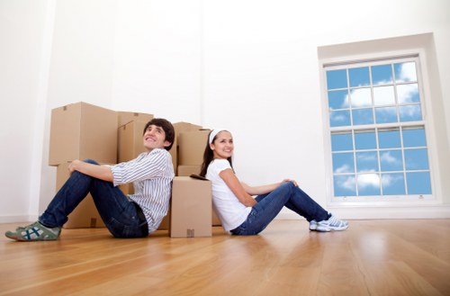 Packed moving boxes ready for urgent removals service