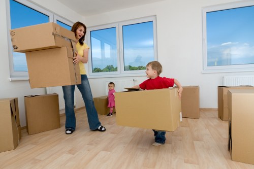 Packed boxes and household items prepared for a Southwark relocation