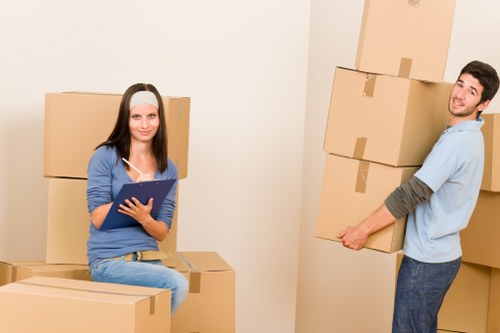 Packed household items ready for transport during a move